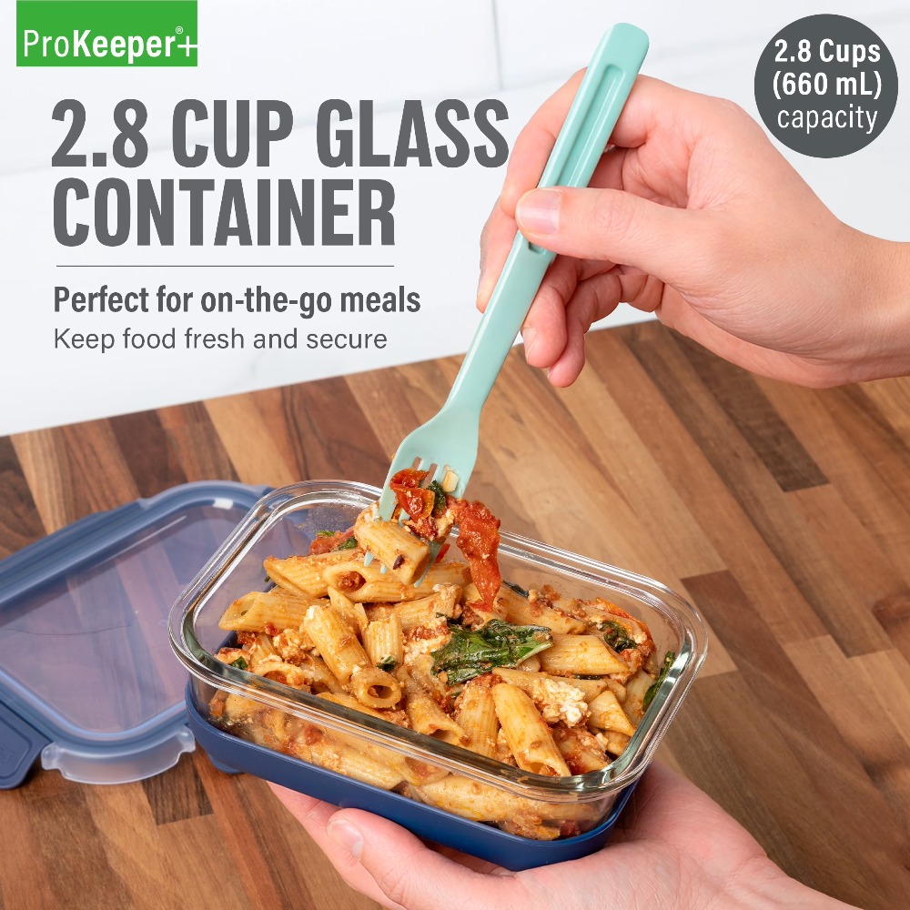 Meal Prep Freezer - ภาชนะเก็บอาหารแก้วขนาด 2.8 คัพ พร้อมฐานซิลิโคนและฝาปิดล็อคแน่นสนิท สำหรับห้องครัว ตู้เย็น