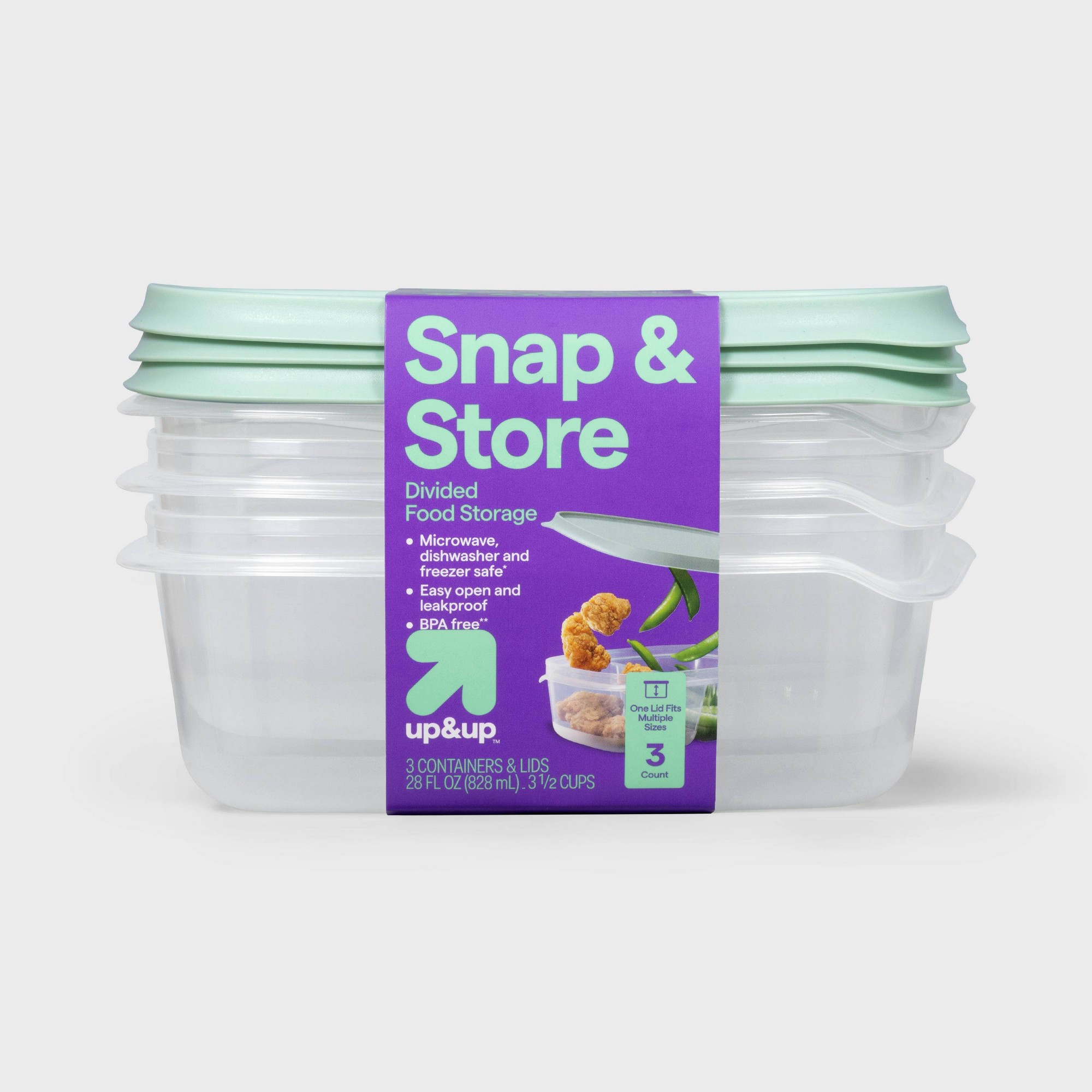 Meal Prep Lunch - กล่องเก็บอาหารพลาสติกใสแบบแบ่งช่อง 3 ชิ้น พร้อมฝาปิดแบบล็อค สำหรับเตรียมอาหารและจัดระเบียบอาหารกลางวัน