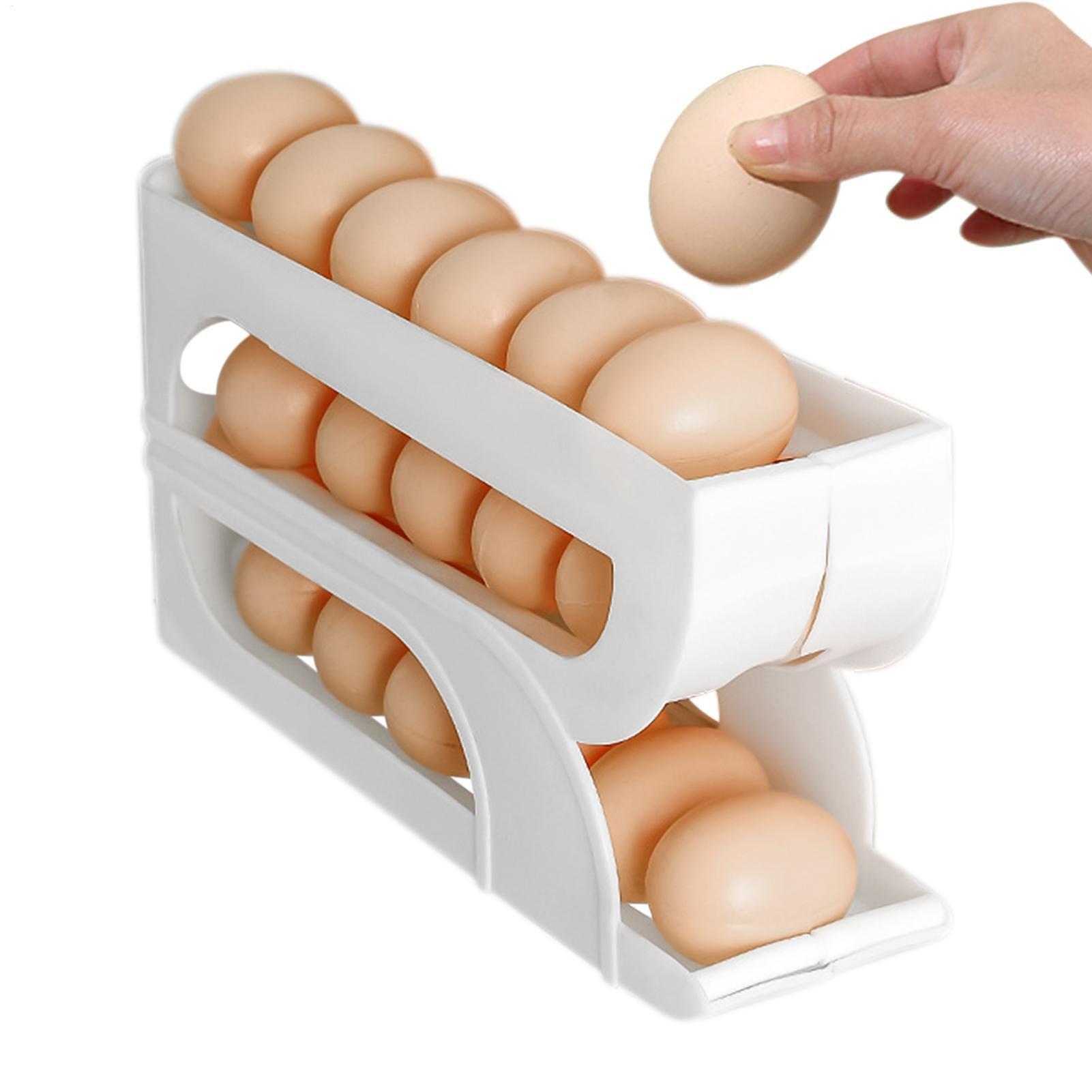 Meal Prep Eggs - ที่เก็บไข่ในตู้เย็น 3 ชั้น แบบกลิ้งอัตโนมัติ ชั้นวางไข่ ที่เก็บอาหารสำหรับเตรียมอาหาร