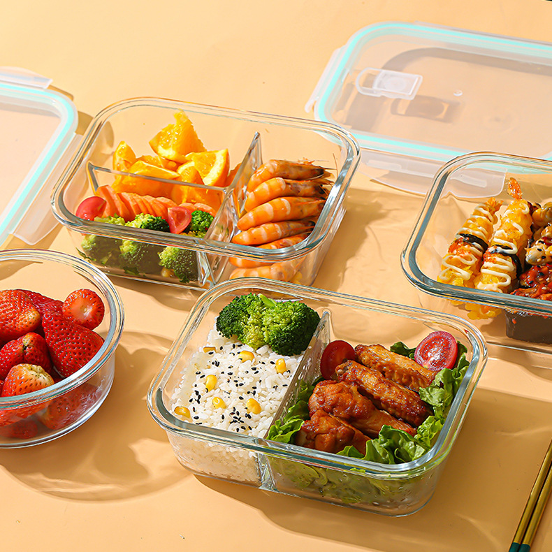 Meal Prep Box - กล่องแก้วเก็บอาหารสด ทนความร้อนสูง ทำจากแก้วบอโรซิลิเกต ใช้กับไมโครเวฟ ตู้เย็นได้ พร้อมฝาปิดสนิท