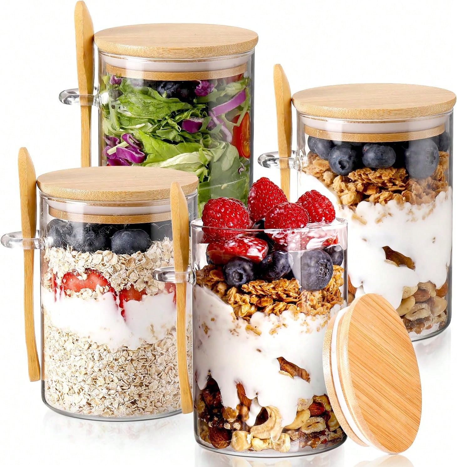 ชุด 4 ชิ้น โหลแก้วสำหรับเก็บอา - Meal Prep Yogurt Parfait บทวิจารณ์และราคา
